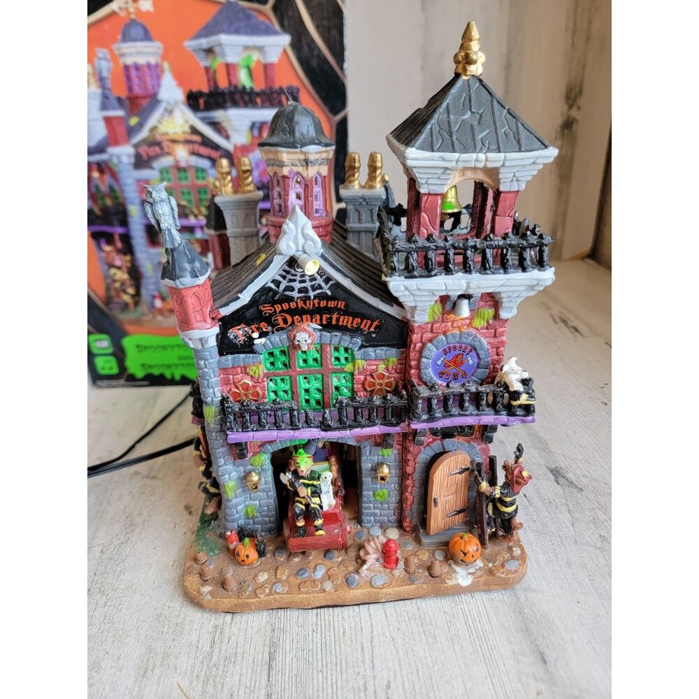 Lemax AS IS spooky town fire department Halloween‎ village accessory